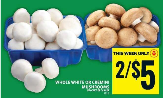 WHOLE WHITE OR CREMINI MUSHROOMS
