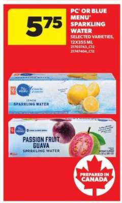 PC or Blue Menu Sparkling Water