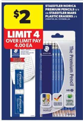 STAEDTLER Norica Premium Pencils 12's or STAEDTLER Mars Plastic Erasers 2's