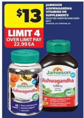 Jamieson Ashwagandha Vitamins or Supplements