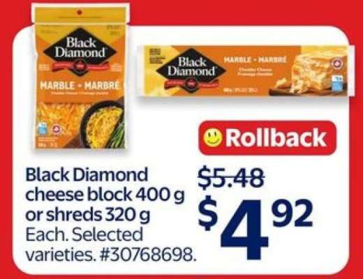 Black Diamond Cheese Block 400 g or Shreds 320 g