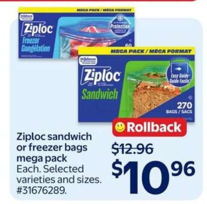 Ziploc Sandwich or Freezer Bags Mega Pack