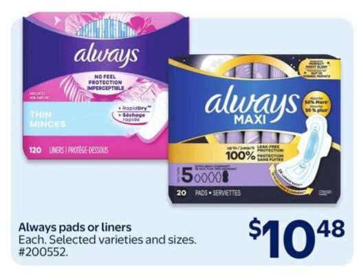 ALWAYS PADS OR LINERS