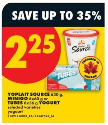 Yoplait Source, Minigo, Tubes Yogurt