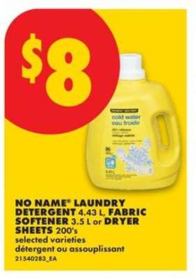 NO NAME® LAUNDRY DETERGENT, FABRIC SOFTENER or DRYER SHEETS