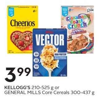 KELLOGG'S 210-525 g or GENERAL MILLS Core Cereals 300-437 g