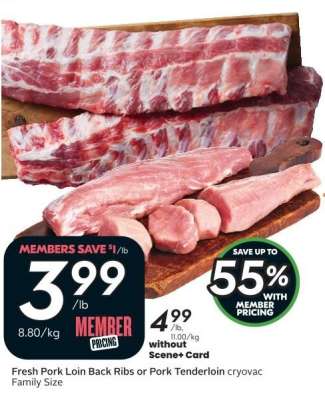Fresh Pork Loin Back Ribs or Pork Tenderloin