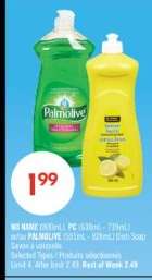 NO NAME (1X00mL), PC (1.18mL - 739mL) or/or PALMOLIVE (591mL - 828mL) Dish Soap