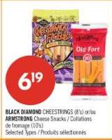 BLACK DIAMOND CHEESTRINGS (8's) or/ou ARMSTRONG Cheese Snacks / Collations de fromage (10's)