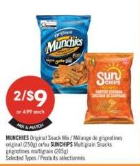 MUNCHIES Original Snack Mix / SUNCHIPS Multigrain Snacks