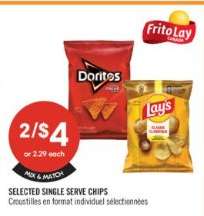 SELECTED SINGLE SERVE CHIPS