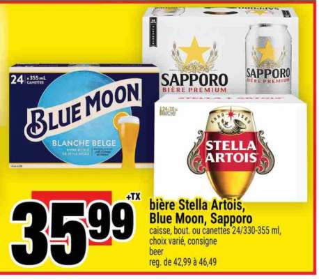 bière Stella Artois, Blue Moon, Sapporo