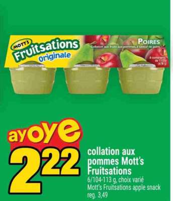 collation aux pommes Mott's Fruitsations