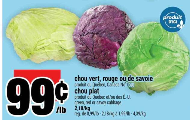 chou vert, rouge ou de savoie