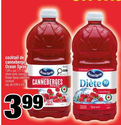 cocktail de canneberge Ocean Spray