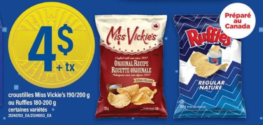 Croustilles Miss Vickie's ou Ruffles