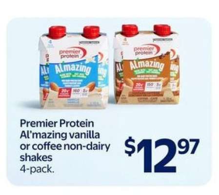 Premier Protein Al'mazing vanilla or coffee non-dairy shakes