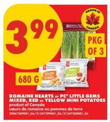 Romaine Hearts or PC Little Gems Mixed, Red or Yellow Mini Potatoes