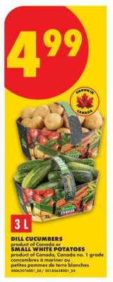 DILL CUCUMBERS or SMALL WHITE POTATOES