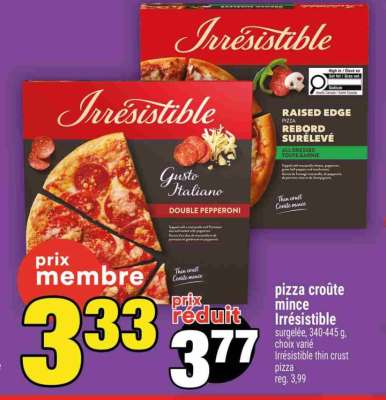 pizza croûte mince Irrésistible