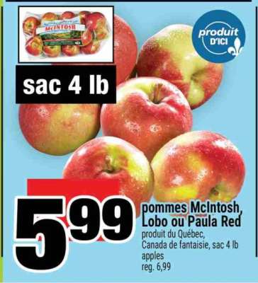 pommes McIntosh, Lobo ou Paula Red