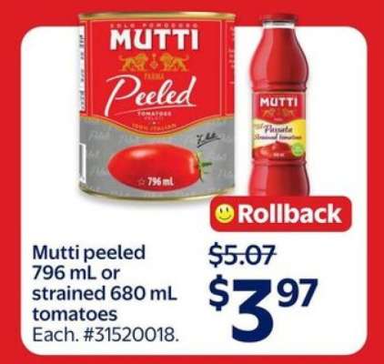 Mutti peeled or strained tomatoes