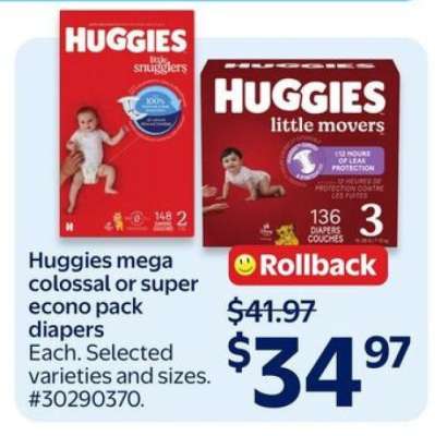 Huggies mega colossal or super econo pack diapers