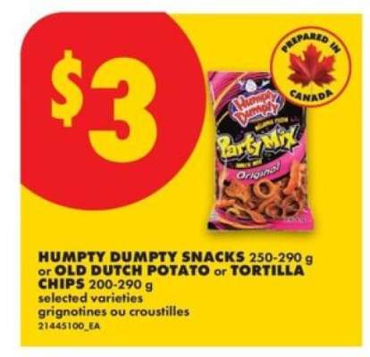 HUMPTY DUMPTY SNACKS or OLD DUTCH POTATO or TORTILLA CHIPS