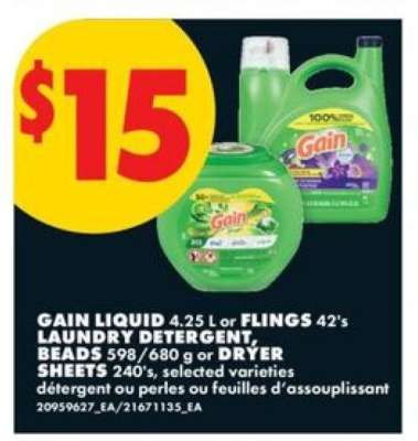 Gain Liquid or Flings Laundry Detergent