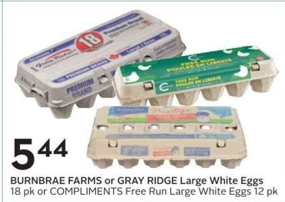BURNBRAE FARMS or GRAY RIDGE Large White Eggs