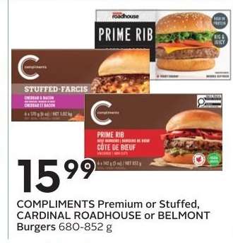 COMPLIMENTS Premium or Stuffed, CARDINAL ROADHOUSE or BELMONT Burgers
