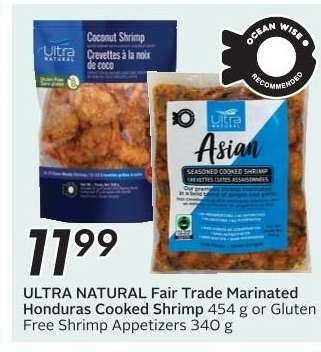 ULTRA NATURAL Fair Trade Marinated Honduras Cooked Shrimp or Gluten Free Shrimp Appetizers
