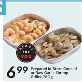 Prepared In-Store Cooked or Raw Garlic Shrimp Griller