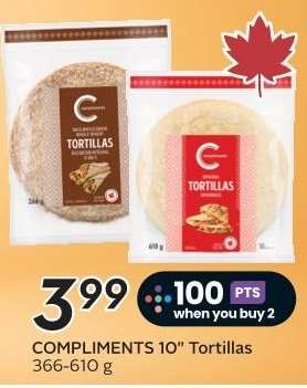 COMPLIMENTS 10" Tortillas