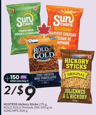 HOSTESS Hickory Sticks, ROLD GOLD Pretzels, or SUNCHIPS