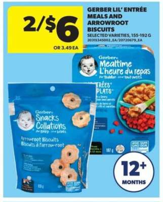 Gerber Lil’ Entrée Meals and Arrowroot Biscuits