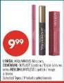 L'ORÉAL VOLUMINOUS Mascara, COVERGIRL OUTLAST Lipstick, REVLON LIMITLESS Lipstick