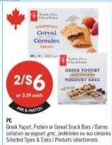 PC Greek Yogurt, Protein or Cereal Snack Bars