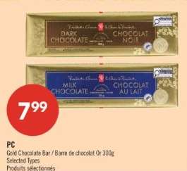 PC Gold Chocolate Bar / Barre de chocolat Or 300g