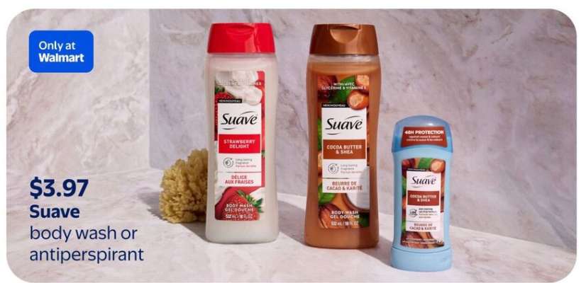 Suave body wash or antiperspirant