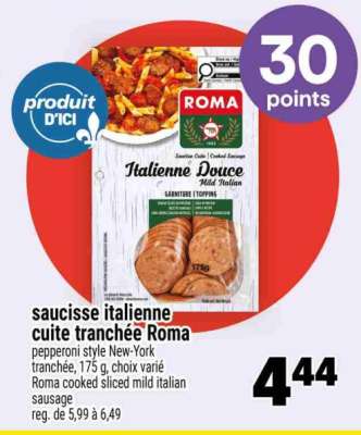 saucisse italienne cuite tranchée Roma