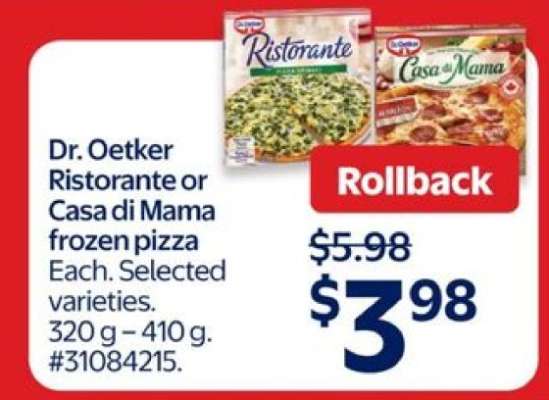 Dr. Oetker Ristorante or Casa di Mama Frozen Pizza