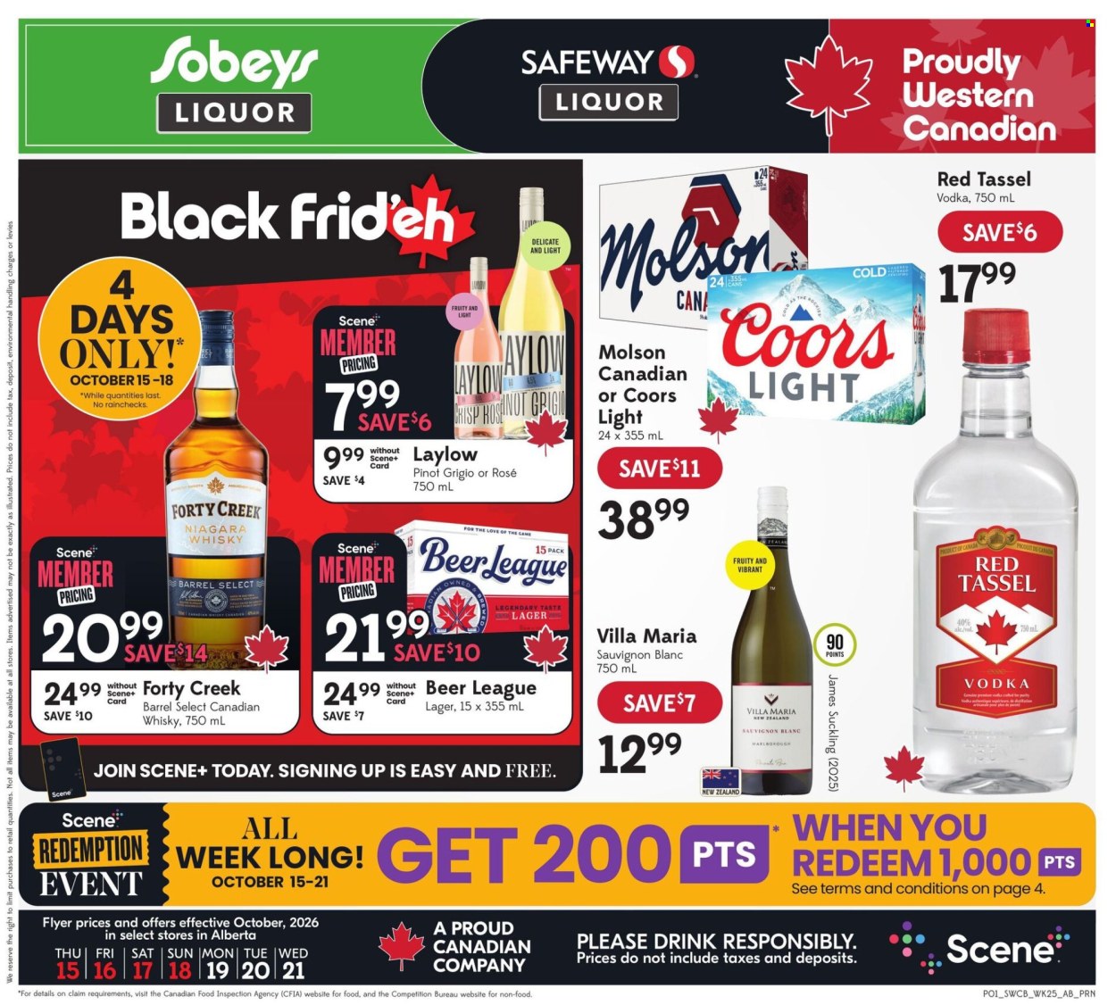 Sobeys Liquor flyer - October 15, 2026 - October 21, 2026. Page 1