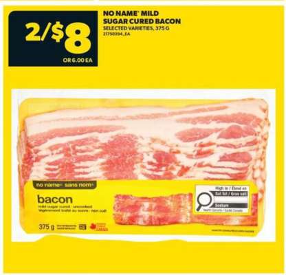 No Name Mild Sugar Cured Bacon