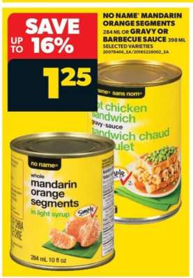 NO NAME Mandarin Orange Segments or Gravy or Barbecue Sauce
