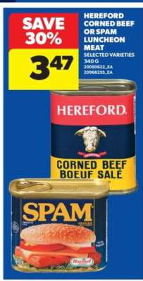 Hereford corned beef or SPAM luncheon meat