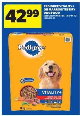 Pedigree Vitality+ or Marrobites dry dog food