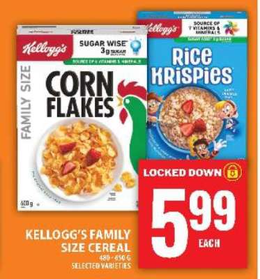 KELLOGG’S FAMILY SIZE CEREAL