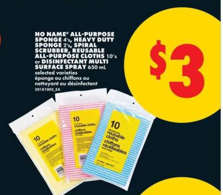 No Name All-Purpose Sponge, Heavy Duty Sponge, Spiral Scrubber, Reusable All-Purpose Cloths, or Disinfectant Multi Surface Spray