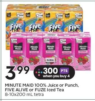 MINUTE MAID 100% Juice or Punch, FIVE ALIVE or FUZE Iced Tea